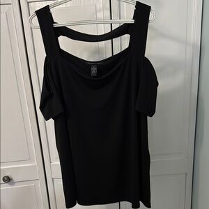 International Concepts Elegant Black Women's Top Cold Shoulder boat neck 3XL